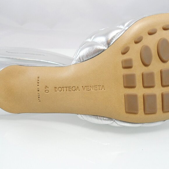 NIB$1200 Bottega Veneta Padded Quilted Metallic Kitten-Heel Slip-On Mules 40 10 - Picture 13 of 16